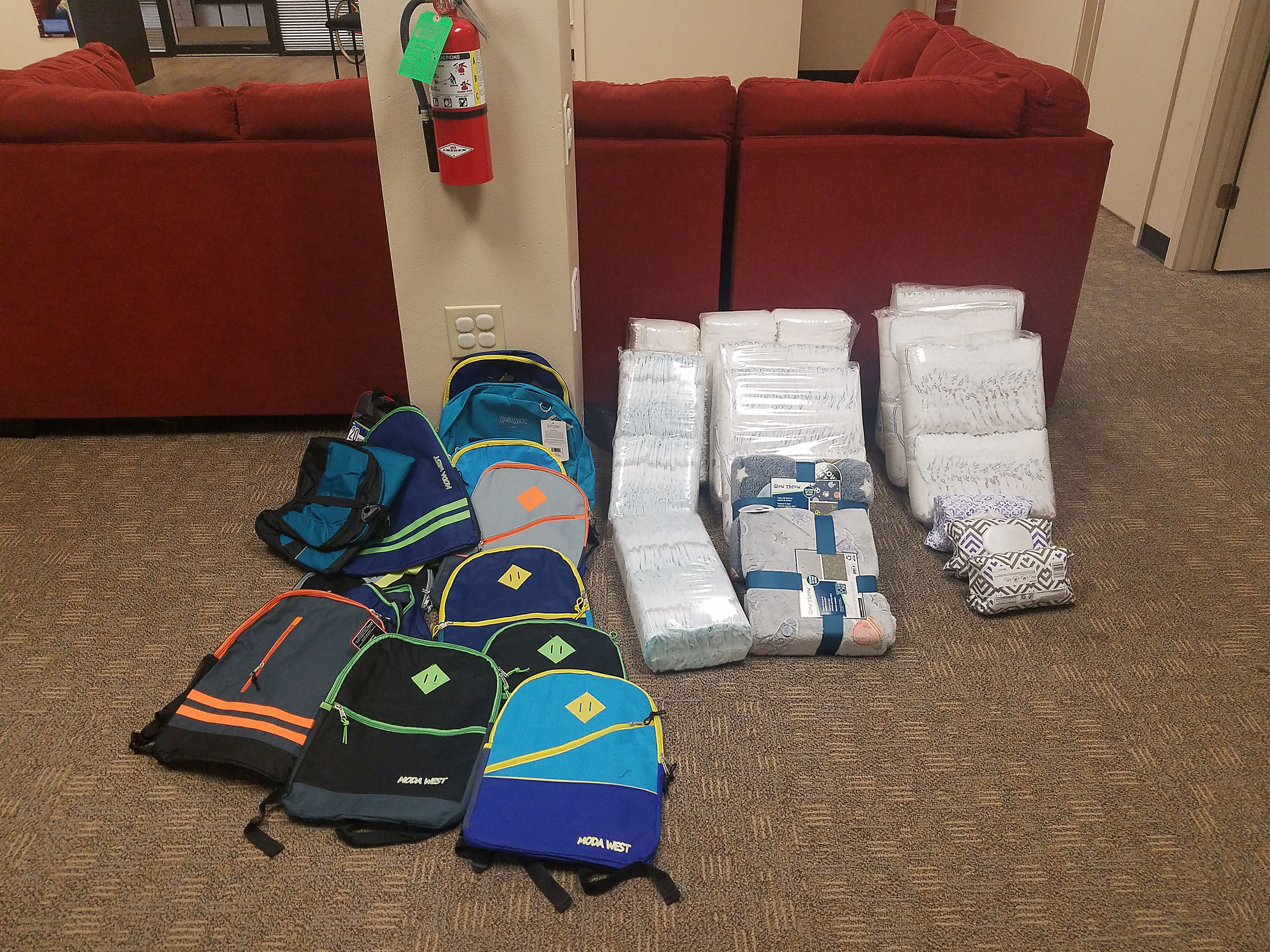 Amarillo Foster In Texas received a backpack and school supplies from the Pantex grant