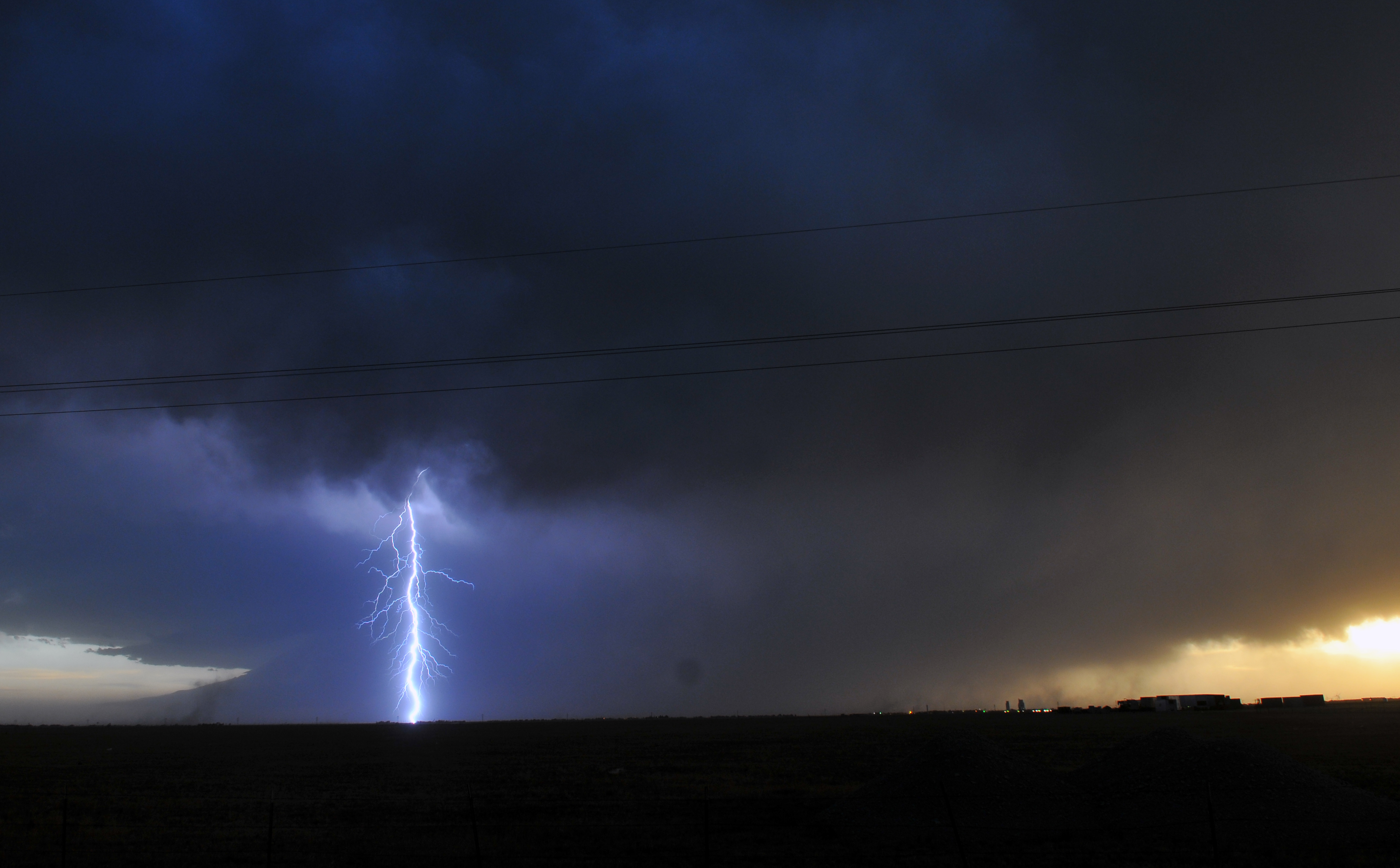 Lightning in Texas thunderstorm