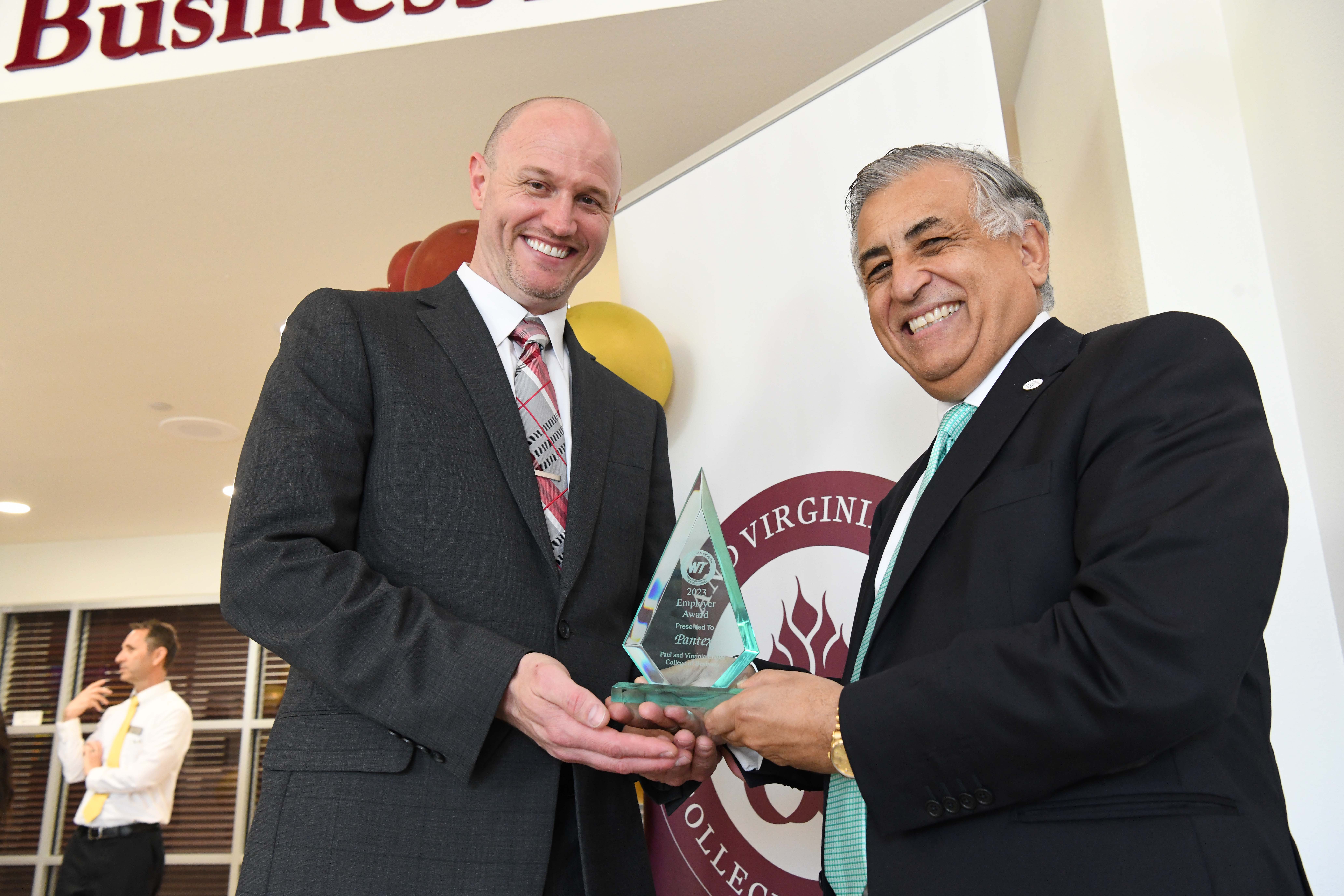 Colby Yeary, Pantex Site Manager, and Dr. Amjad Abdullat, Dean of the WTAMU Engler College of Business