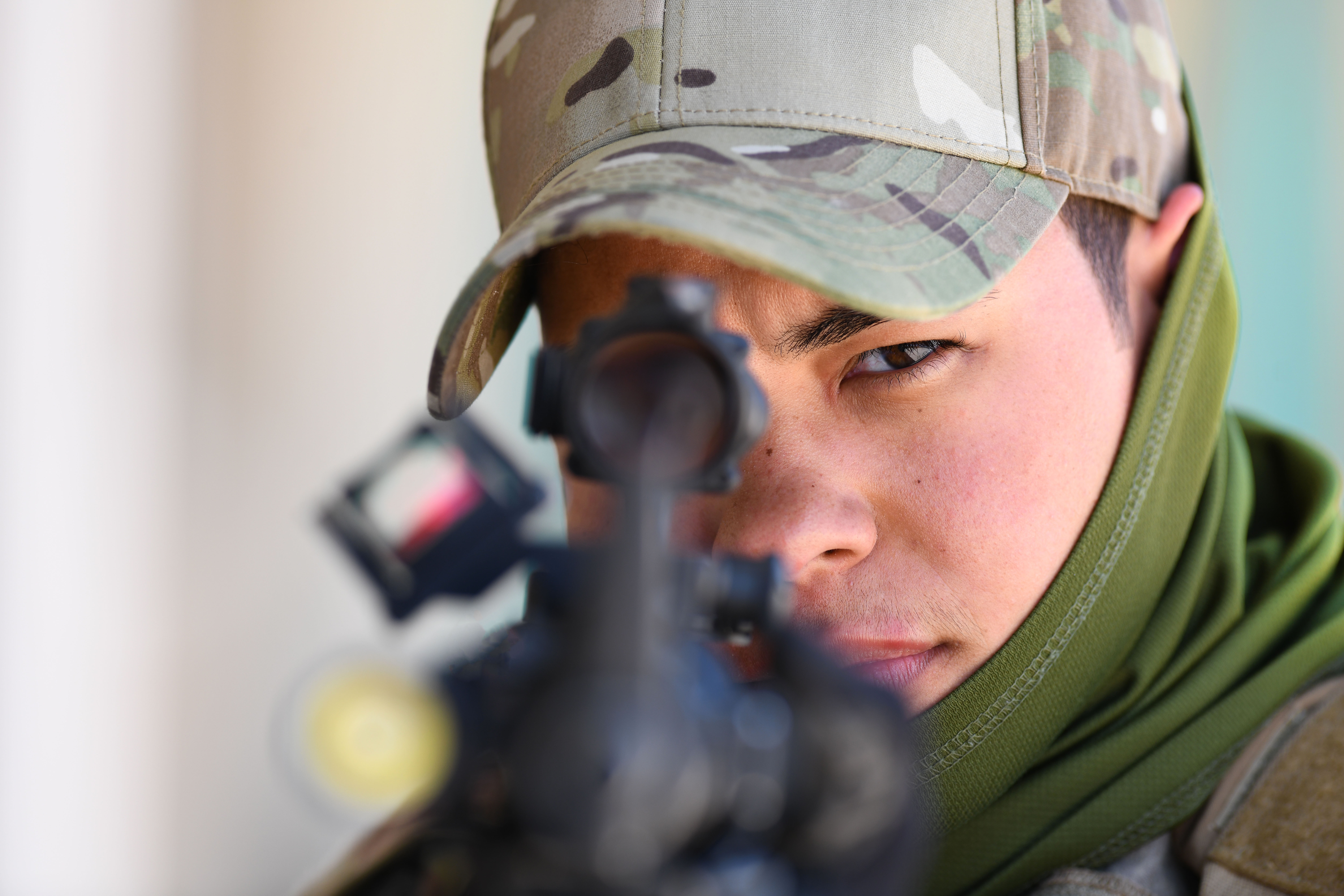 Security Police Officer Payten Pearson training at the Pantex Range.