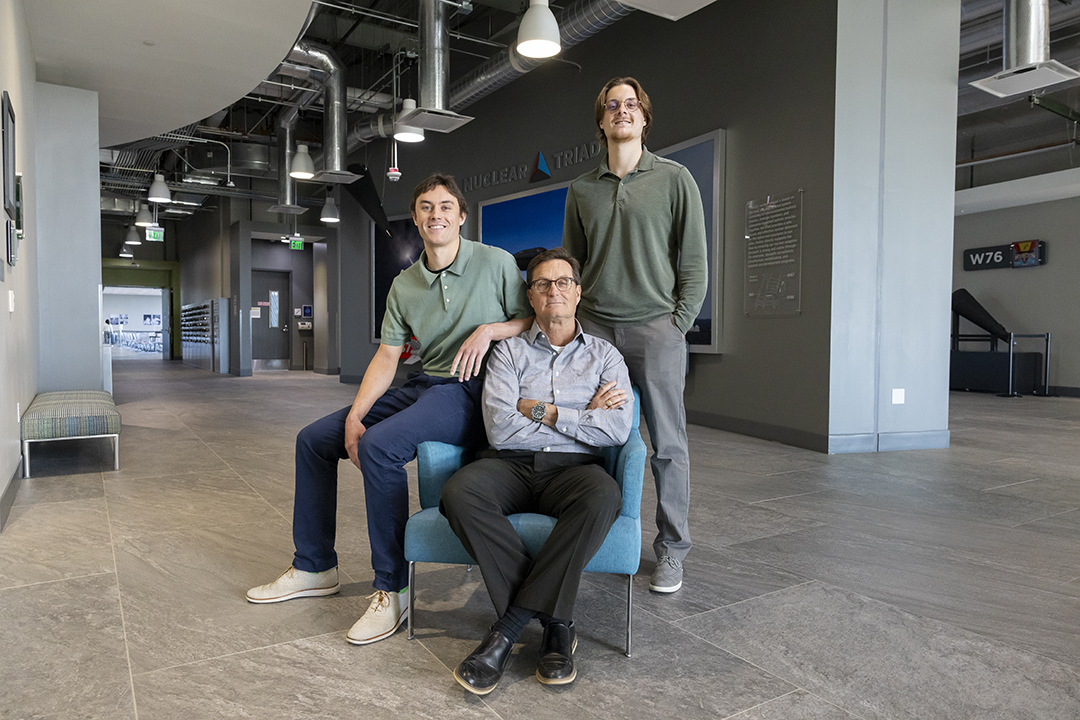 From left: Landon, Kyle and Connor Bräck pose for a family photo.